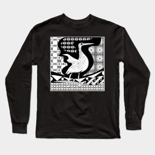 agami heron egret bird the mexican talavera pattern in ecopop garza art Long Sleeve T-Shirt